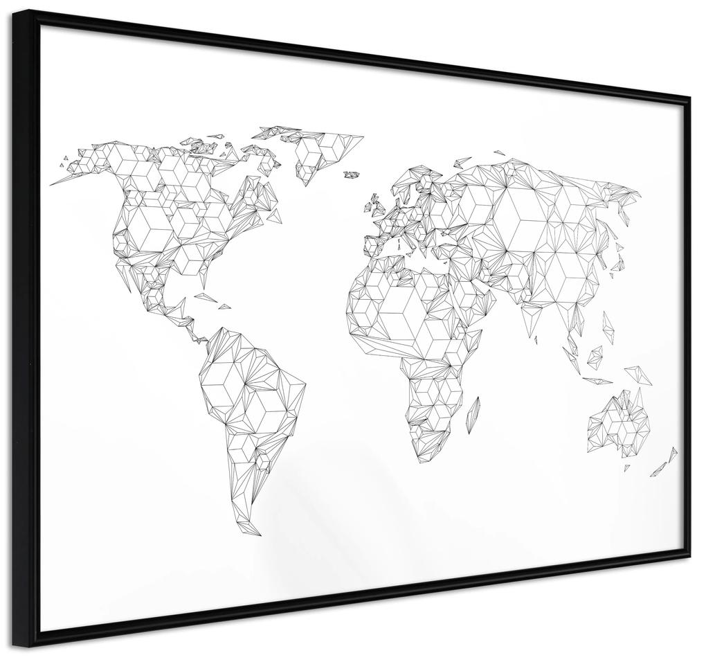 Artgeist Plagát - Geometric Map [Poster] Veľkosť: 30x20, Verzia: Čierny rám s passe-partout
