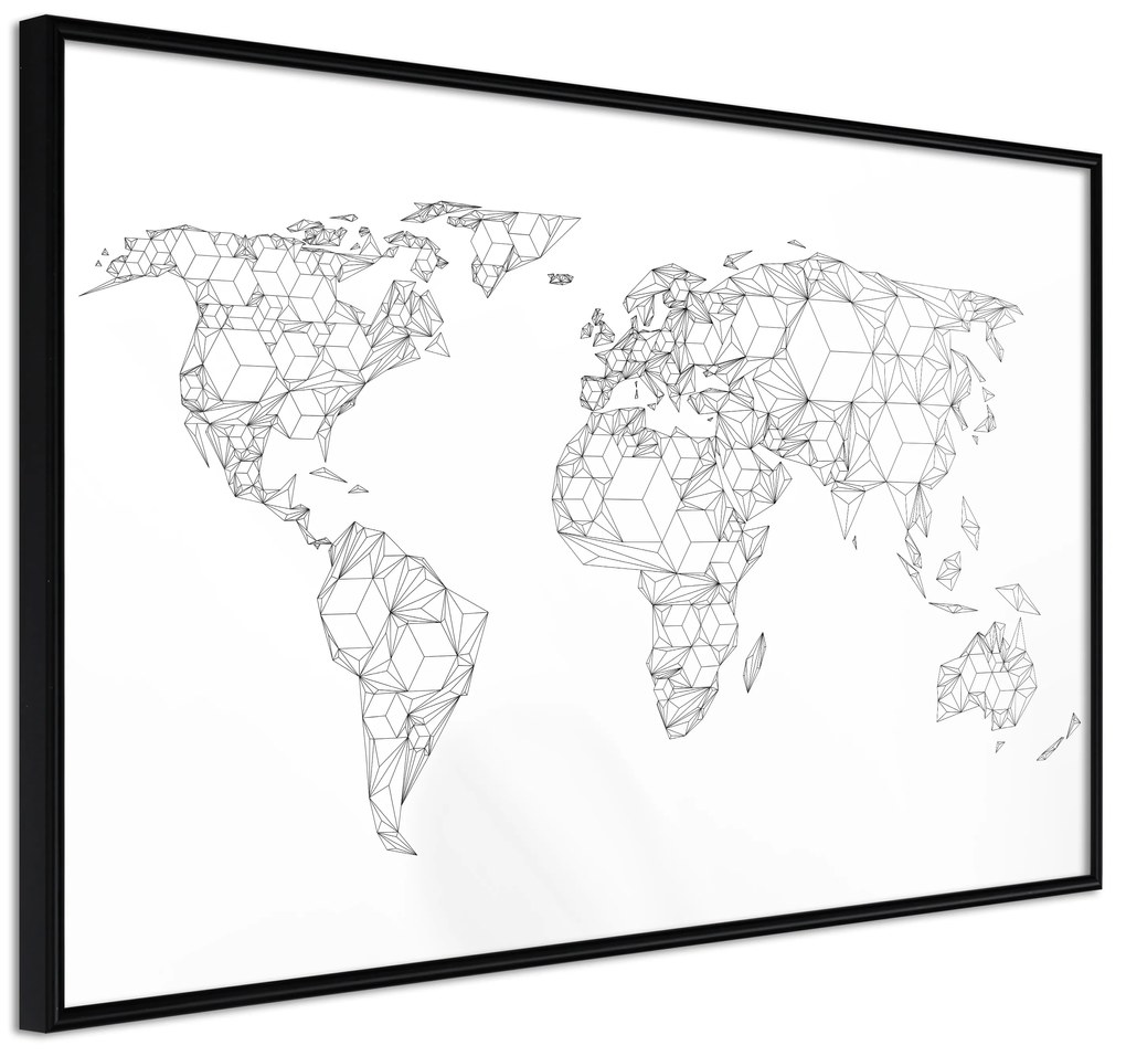Artgeist Plagát - Geometric Map [Poster] Veľkosť: 60x40, Verzia: Zlatý rám