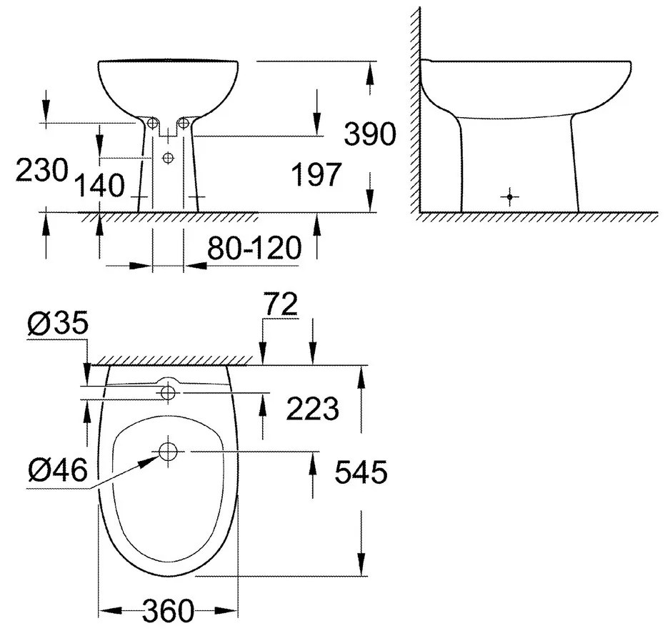 GROHE Bau Ceramic - Stojaci bidet, alpská biela 39432000