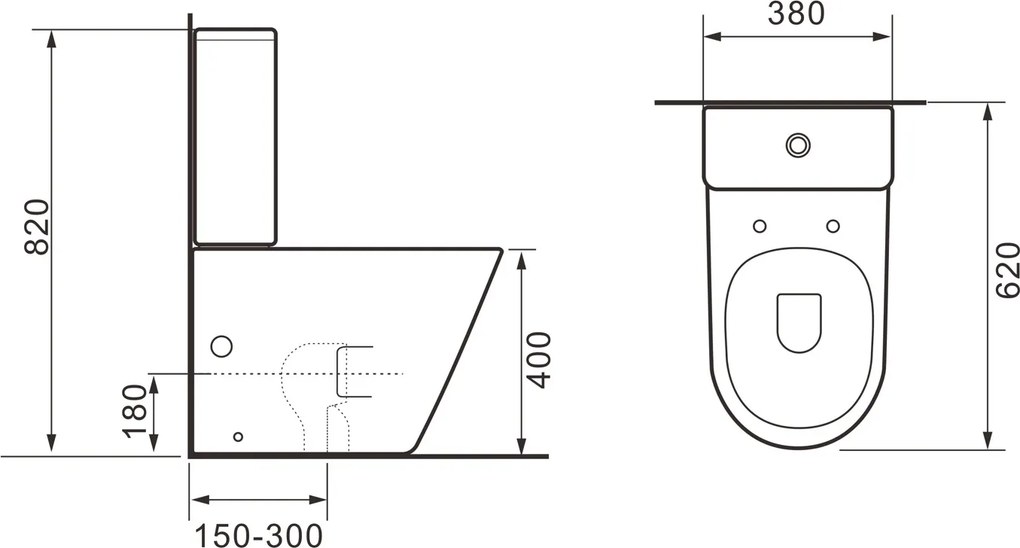 Erga Tina, WC kombi misa 620x365x820 mm, Tornado 2.0 + toaletné sedadlo, biela lesklá, ERG-V03-TINA-TO2-WH