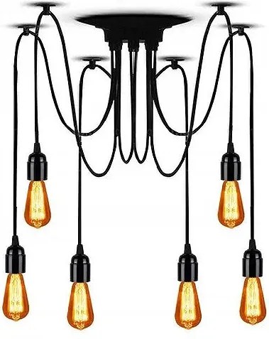 Toolight - Stropná lampa Spider 6xE27, čierna, OSW-00017