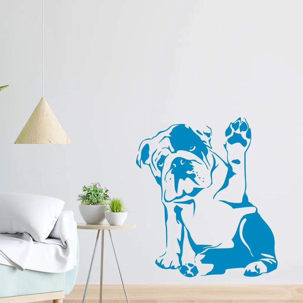 Veselá Stena Samolepka Buldog Farba: růžová, Veľkosť: 60 x 53 cm