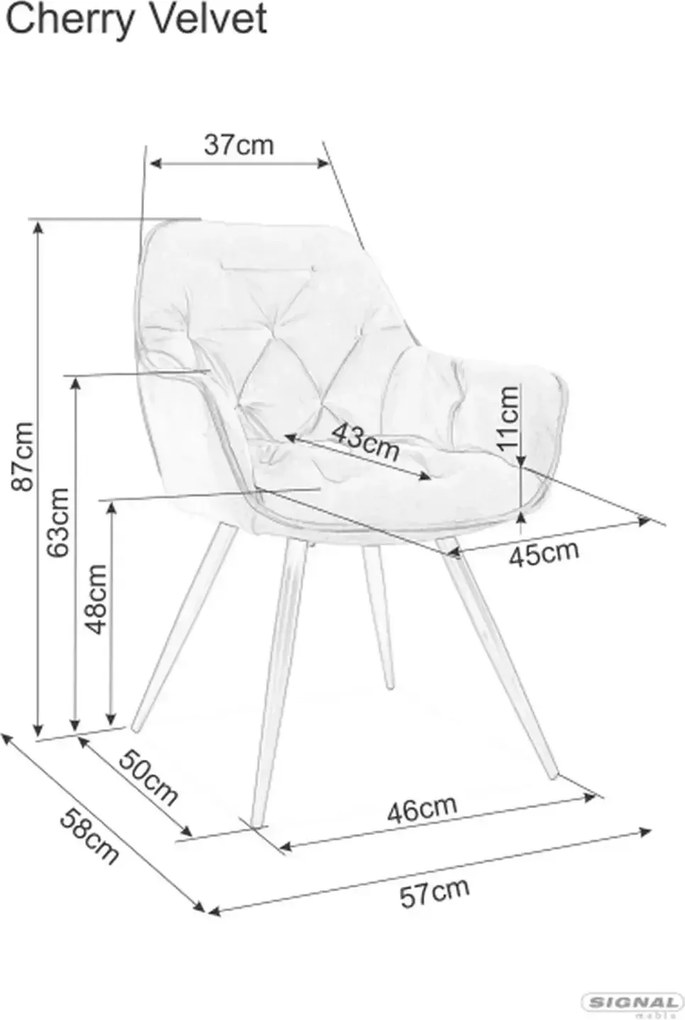 SI Čerešňová zamatová stolička kapučín