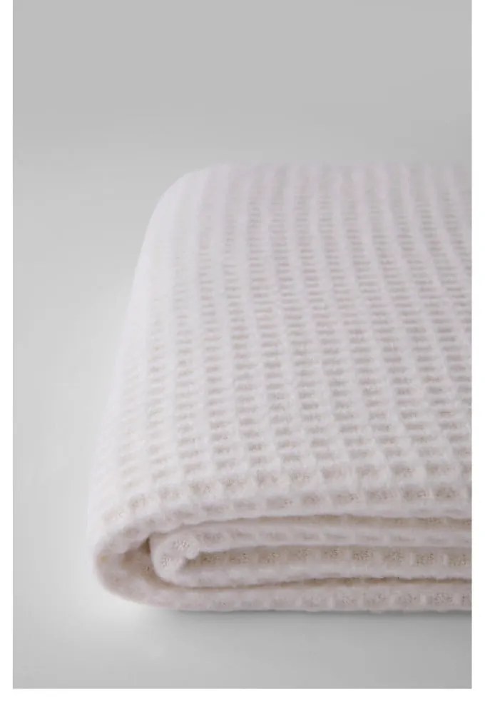 Krémovobiely pléd s vafľovým vzorom Euromant Waffel, 140 x 180 cm