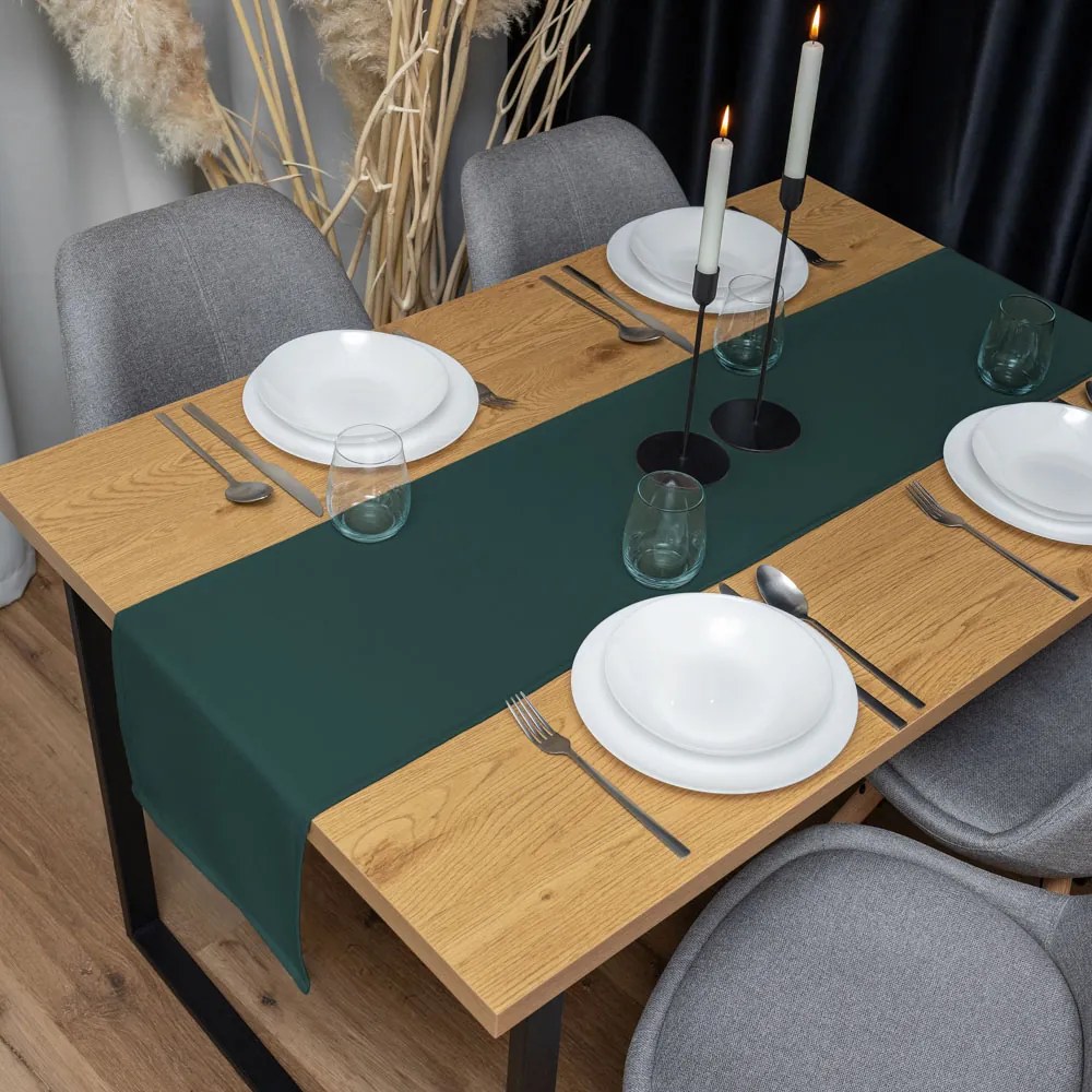 Biante Dekoračný behúň na stôl Rongo RG-099 Tmavý fľaškovo zelený 20x140 cm