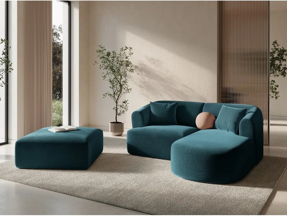 Zamatová podnožka v petrolejovej farbe Campi – Cosmopolitan Design