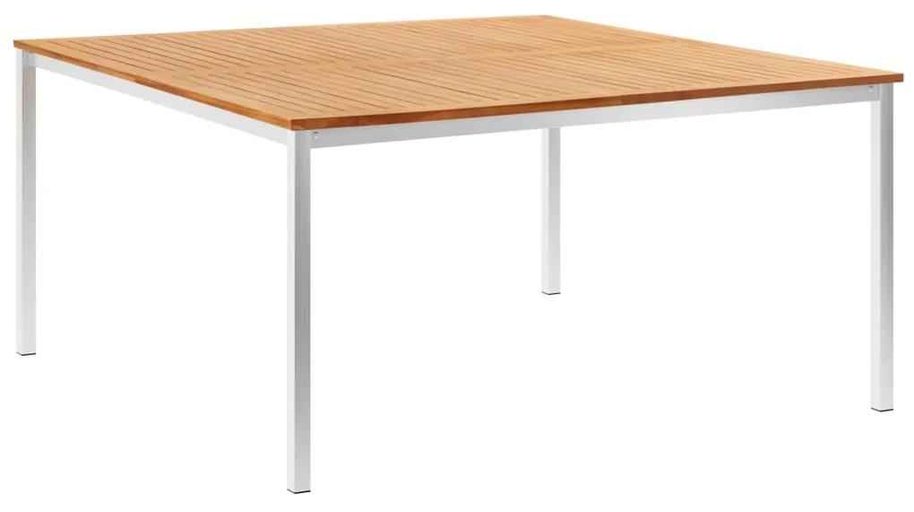 vidaXL Záhradný jedálenský stôl 150x150x75 cm teakový masív a nehrdzavejúca oceľ