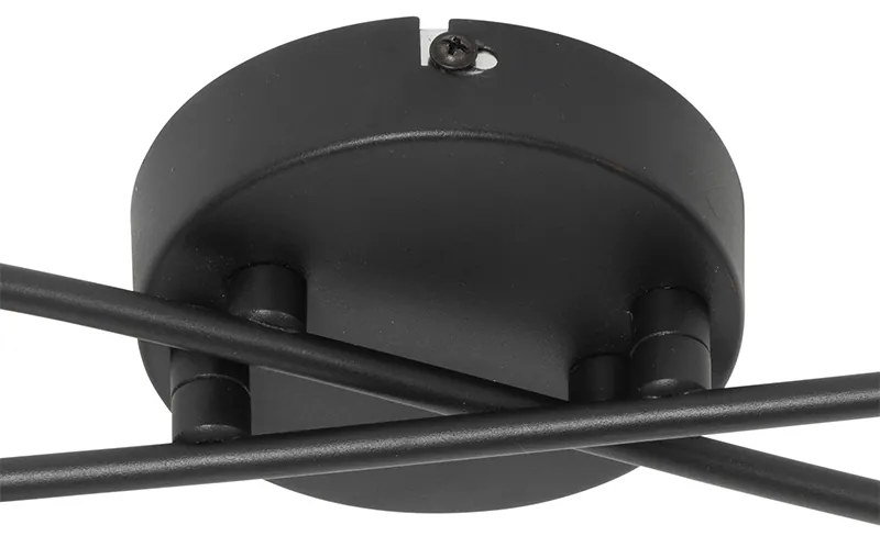 Moderné stropné svietidlo čierne 4-žiarovkové s dymovým sklom - Atény