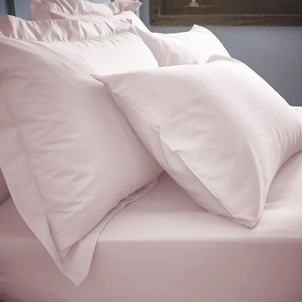 Ružová napínacia plachta z bavlneného perkálu 135x190 cm Cotton Percale – Bianca
