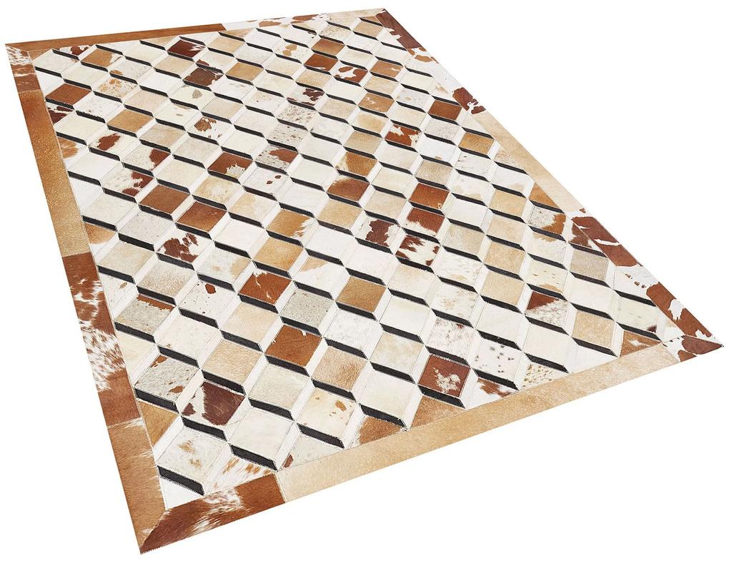 Kožený koberec 160 x 230 cm hnedá/béžová SERINOVA Beliani
