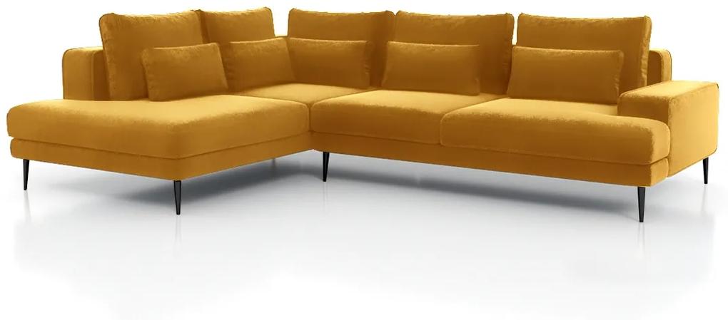 Moderná rohová sedačka do obývačky Nicole L Žltá Ľavá strana Čierna farba