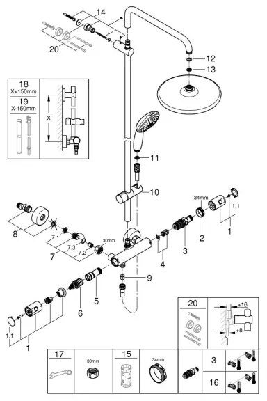 GROHE 26677001 - Sprchový systém VITALIO START SYSTEM 250 lesklý chróm