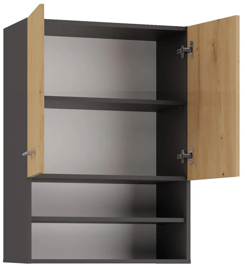 Dubová kúpeľňová skrinka s poličkami POLA  Dub artisan/antracit