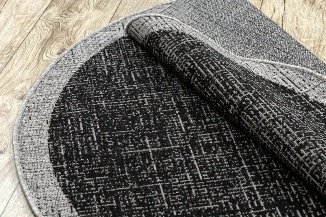 Koberec SIZAL FLOORLUX kruh 20401 Ramka čierny/strieborný