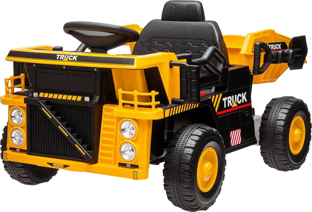 AIYAPLAY Elektrický Traktor so Špárom, 12V Detský Traktor na Ojazdenie, Detské Elektrické Auto s MP3 Funkciou, Detské Vozidlo so Svetlometmi, 3-6 km/h