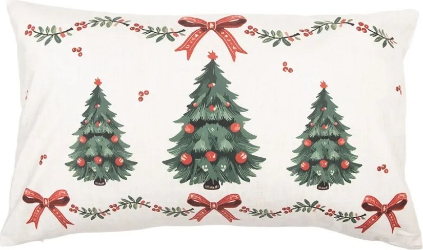 Béžový vankúš so stromčekmi Christmas Harmony - 30*50*4 cm