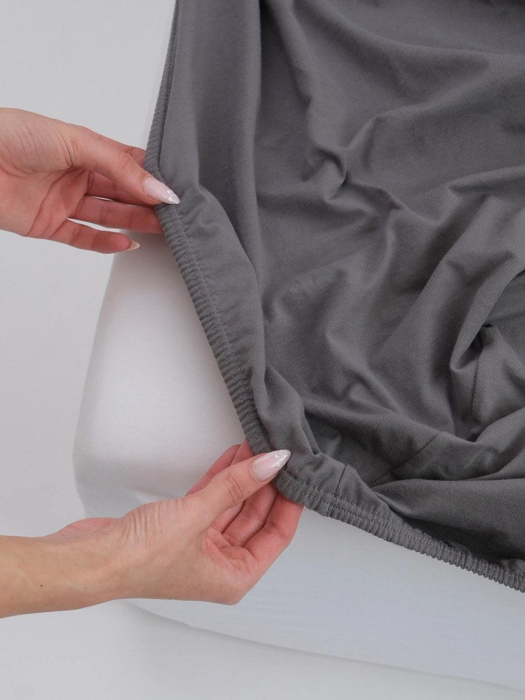 Jersey prostěradlo s elastanem 200 × 200 cm – tmavě šedé