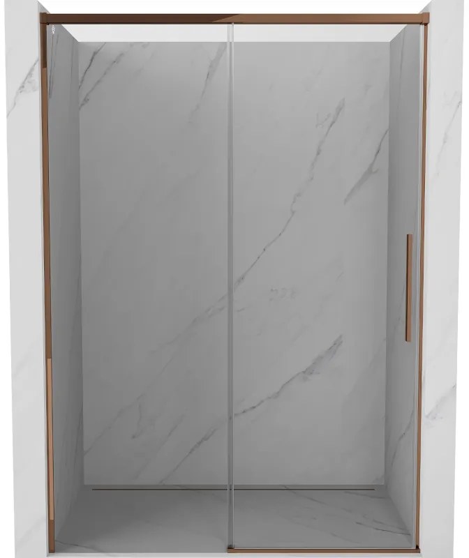 Mexen Rox, posuvné sprchové dvere 145 cm, 8mm číre sklo, ružové zlato profil, 8C2-145-000-60-00