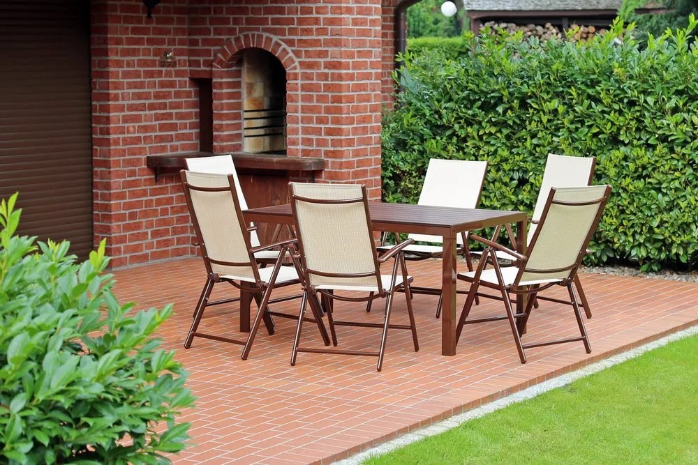 Home Garden Záhradný nábytok Ibiza so 6 stoličkami a stolom 150 cm, strieborná/taupe