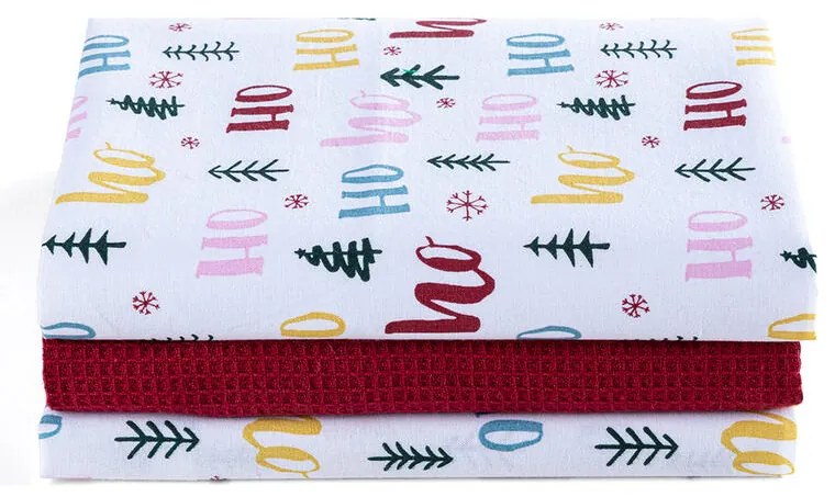 Sada bavlnených utierok HO HO STROMČEKY 40 x 70 cm, 3 ks