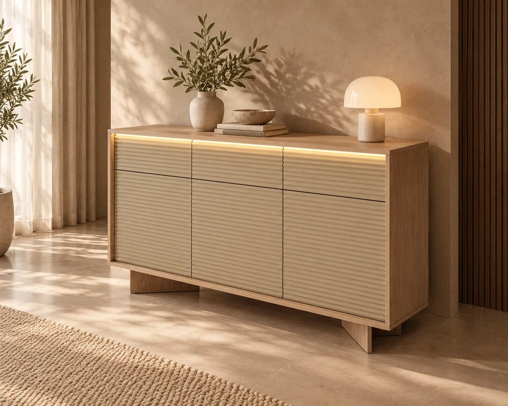 KOMODA GALLIANO DUB BOLIVAR + CAPPUCCINO LED 154 cm