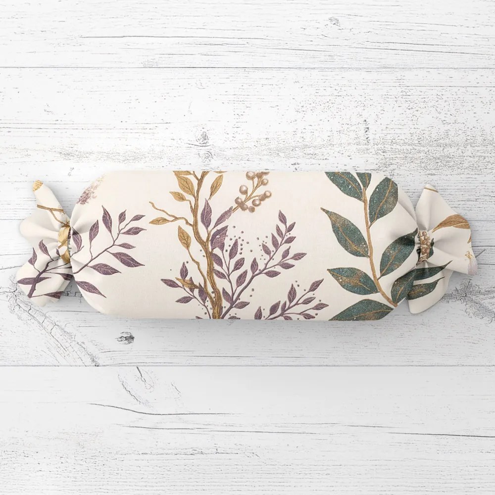 Biante Vankúš valec bonbon Sandra SA-544 Jesenné vetvičky na krémovom 15x40 cm