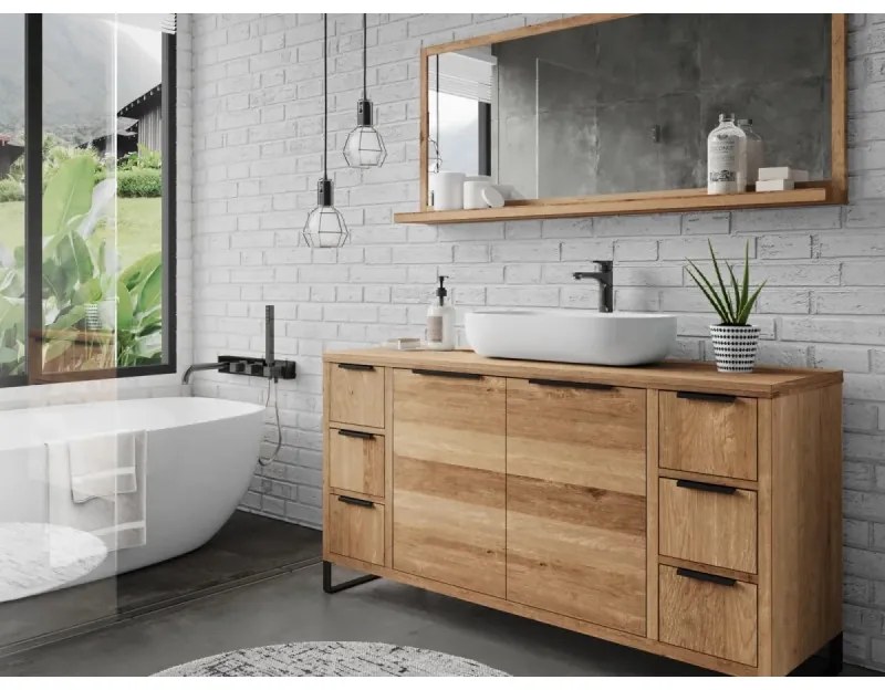 furniture-nabytek.cz - Masívne kúpeľňové zrkadlo Sydney z divokého duba, olejované, hnedé – 138×60 cm