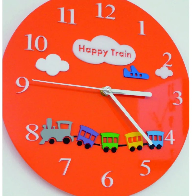 Nástenné hodiny pre deti vlak | SENTOP FL-Z97-ORANGE-2004 X0052
