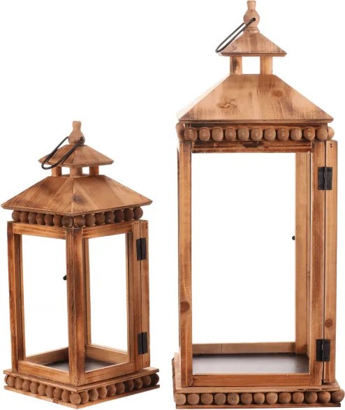 Set dvoch drevených lampášov hnedý DA211 BR (2 ks)