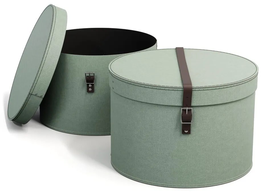 Zelenomodré kartónové úložné boxy v súprave 2 ks s vekom ø 37,5x25,5 cm Rut Canvas Paper Laminate – Bigso