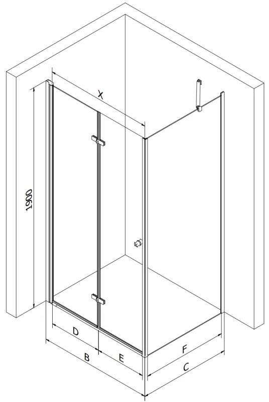 Mexen Lima, sprchovací kút 80 (dvere) x 120 (stena) cm, 6mm šedé sklo, chrómový profil, 856-080-120-01-40