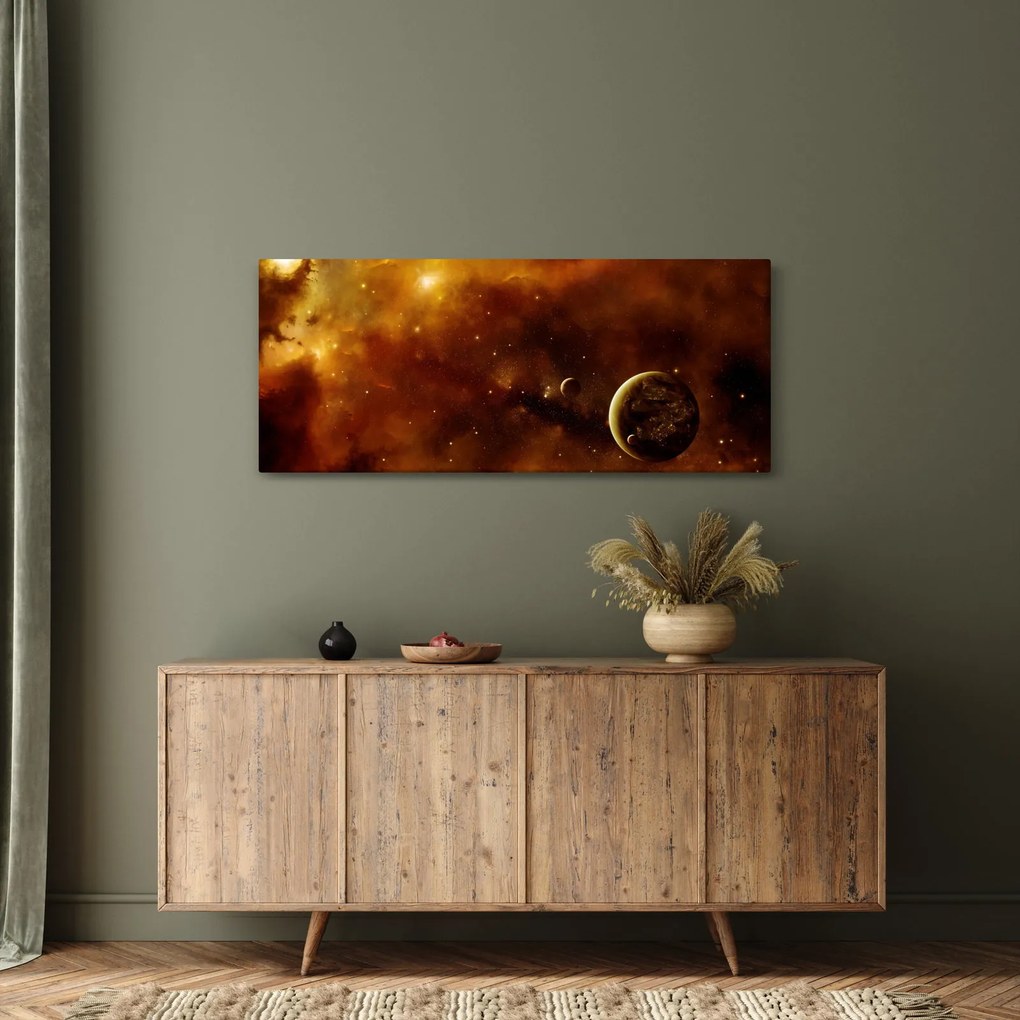 Obraz - Planéty s hmlovinou (120x50 cm)