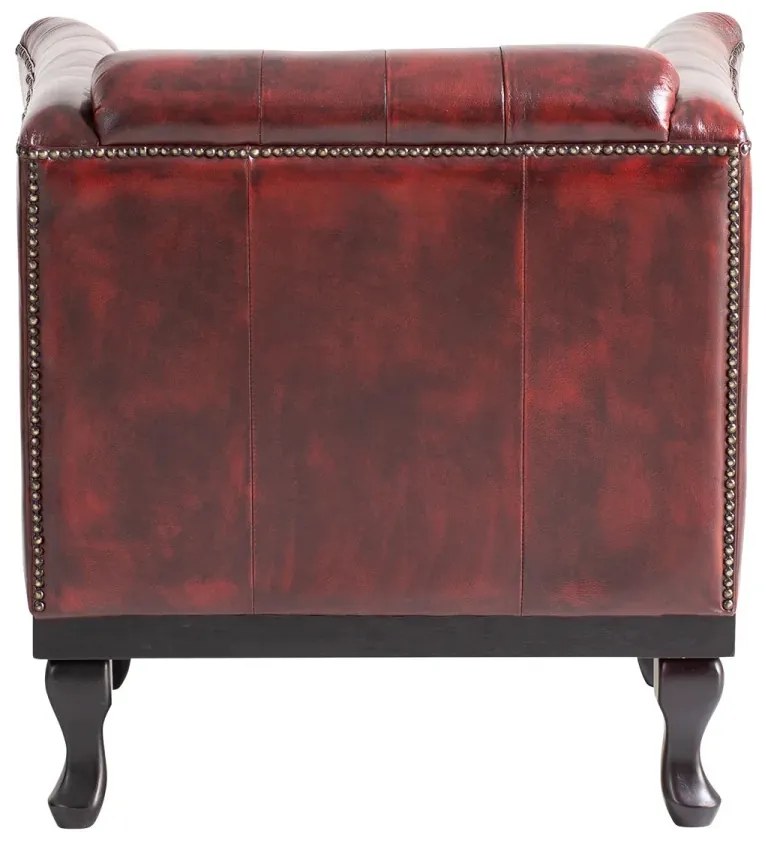 furniture-nabytek.cz - Masivní křeslo Chesterfield Dover z pravé kůže, červené