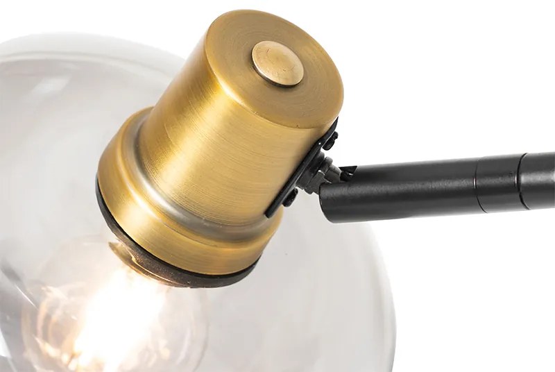 Inteligentná stojaca lampa čierna so zlatom a dymovým sklom 3-svetlá vrátane 3 Wifi P45 - Zuzanna