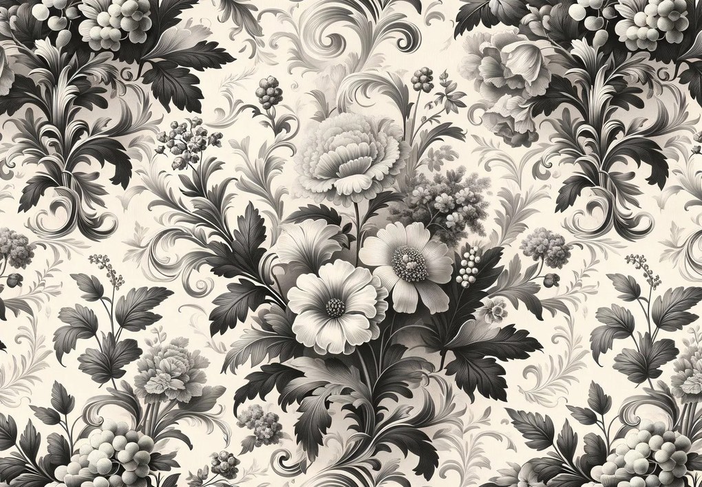 Fototapeta - Čiernobiele kvety (147x102 cm)