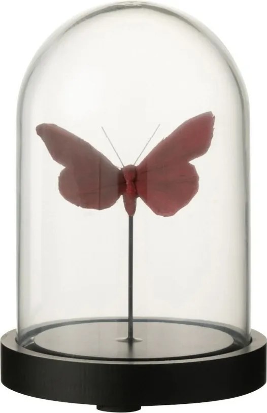 Dekoratívny podnos s vínovým motýlikom a skleneným poklopom Butterflies - Ø 11*16cm