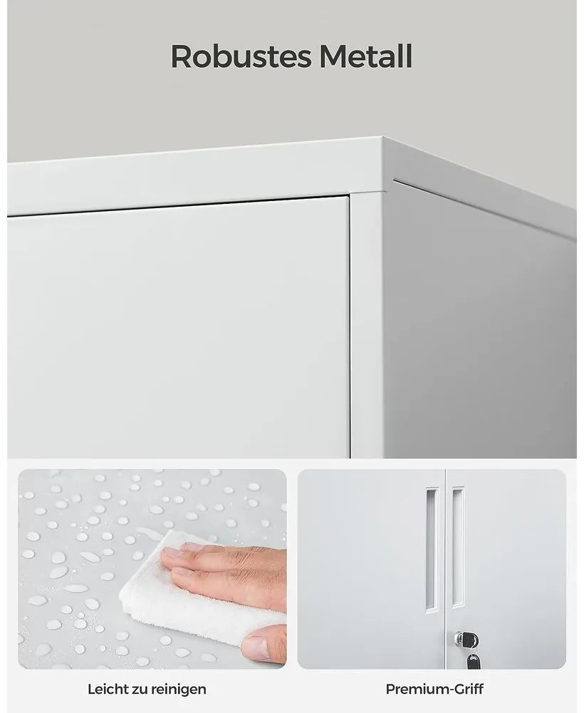 SONGMICS Oceľová kartotéka s 2 uzamykateľnými dvierkami – OMC013 Farba: čierna