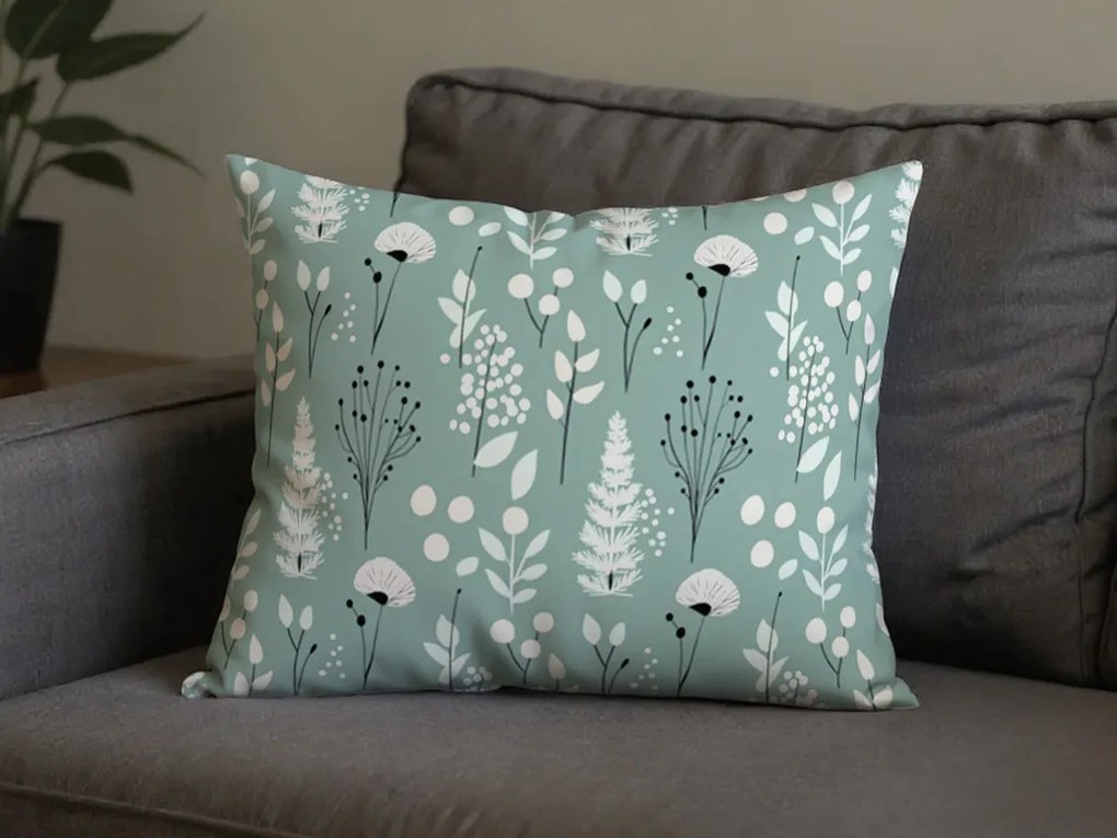 Dekoračná obliečka na vankúš WILD FLOWERS 50x70 cm, mentolová