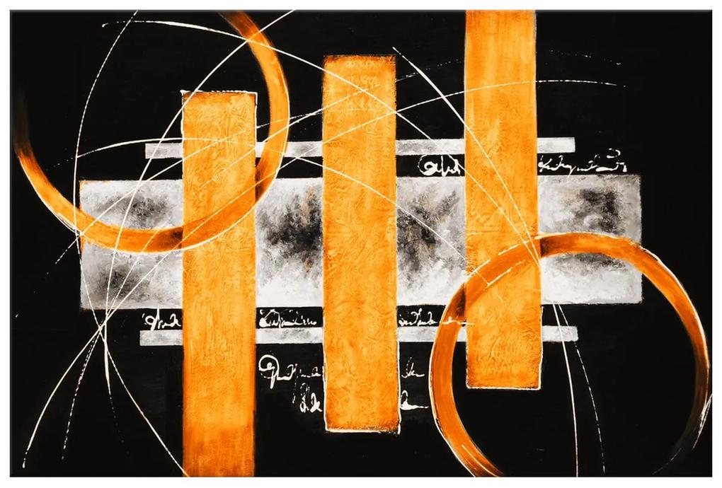 Gario Ručne maľovaný obraz Oranžové línie Rozmery: 70 x 100 cm