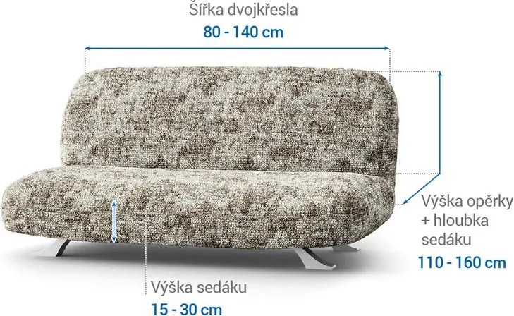 Bielastické poťahy MARMO béžové dvojkreslo s drevenými rúčkami (š. 80 -140 cm)