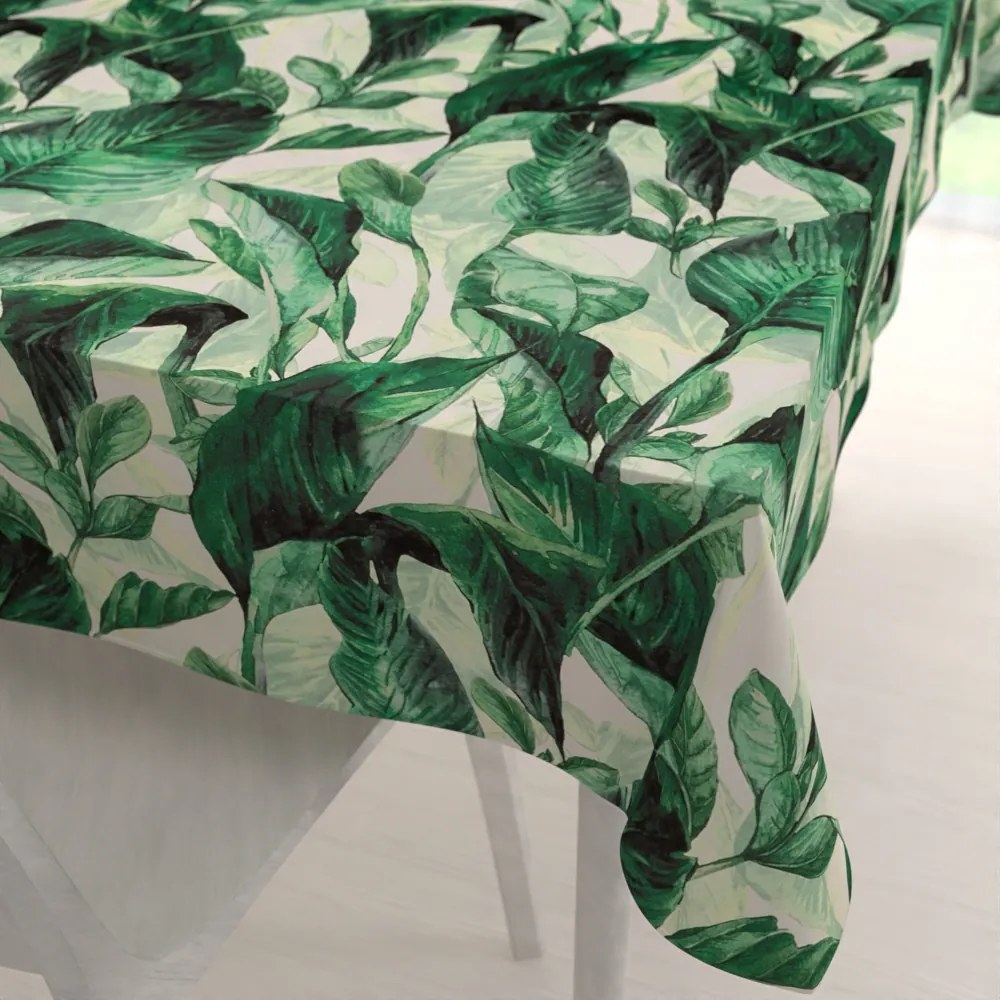 Biante Zamatový obdĺžnikový obrus Tamara TMR-028 Veľké zelené listy 130x220 cm