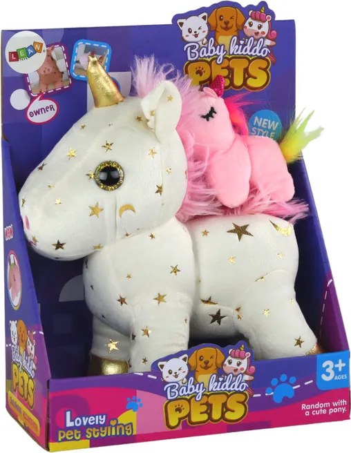 LEAN Toys Jednorožec Plyšová uspávanka Uspávanka biela s hviezdami