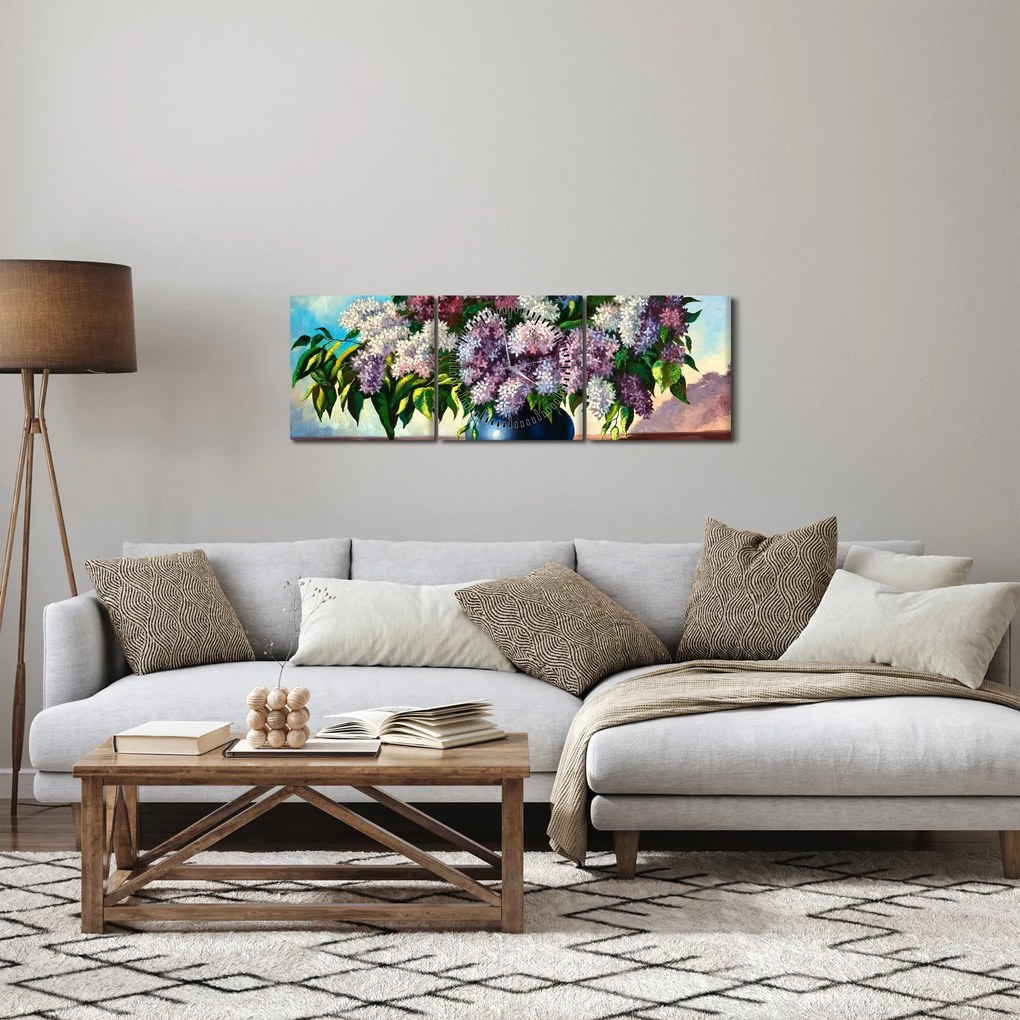 Obraz - Kytica orgovánu (s hodinami) (90x30 cm)