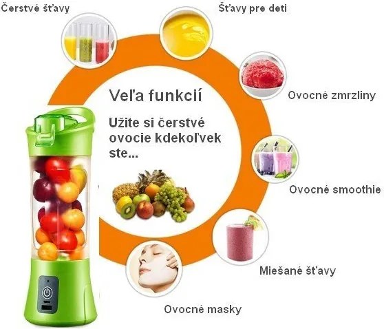 Blender Prenosný USB Smoothie mixér 380 ml Fialový