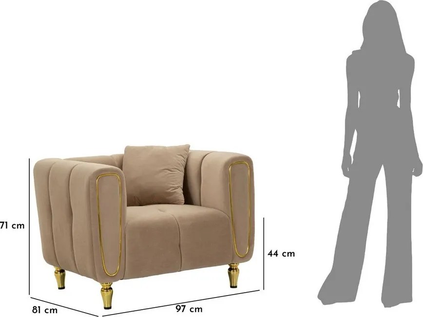 Taupe zamatové kreslo Alma – Mauro Ferretti