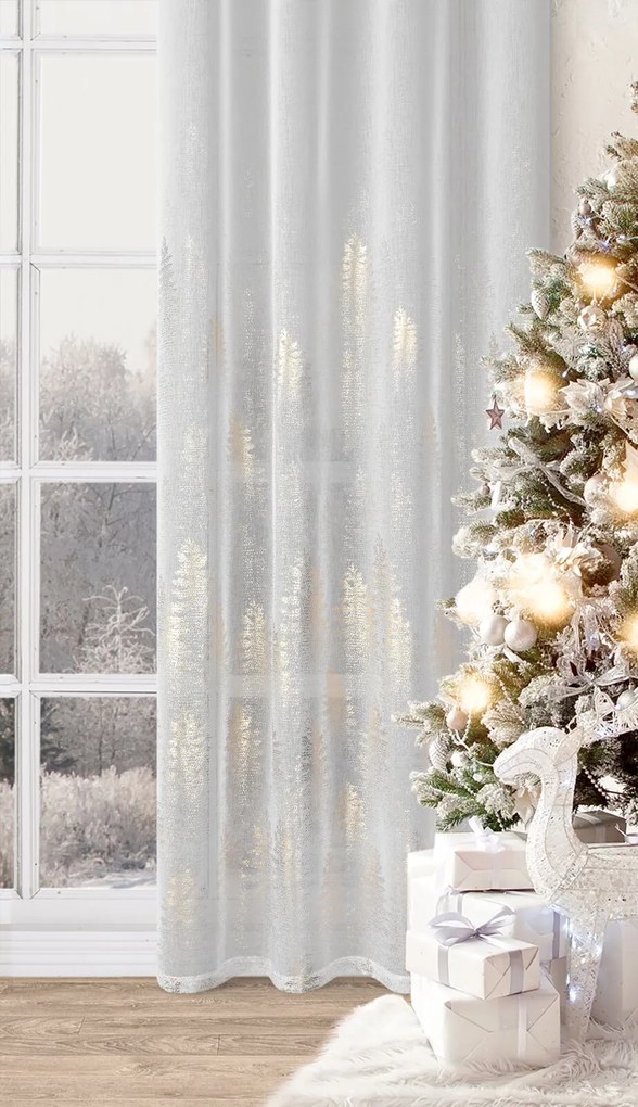 VIANOČNÁ ZÁCLONA NA KRÚŽKOCH ELSA 140X250 CM VZOROVANÁ
