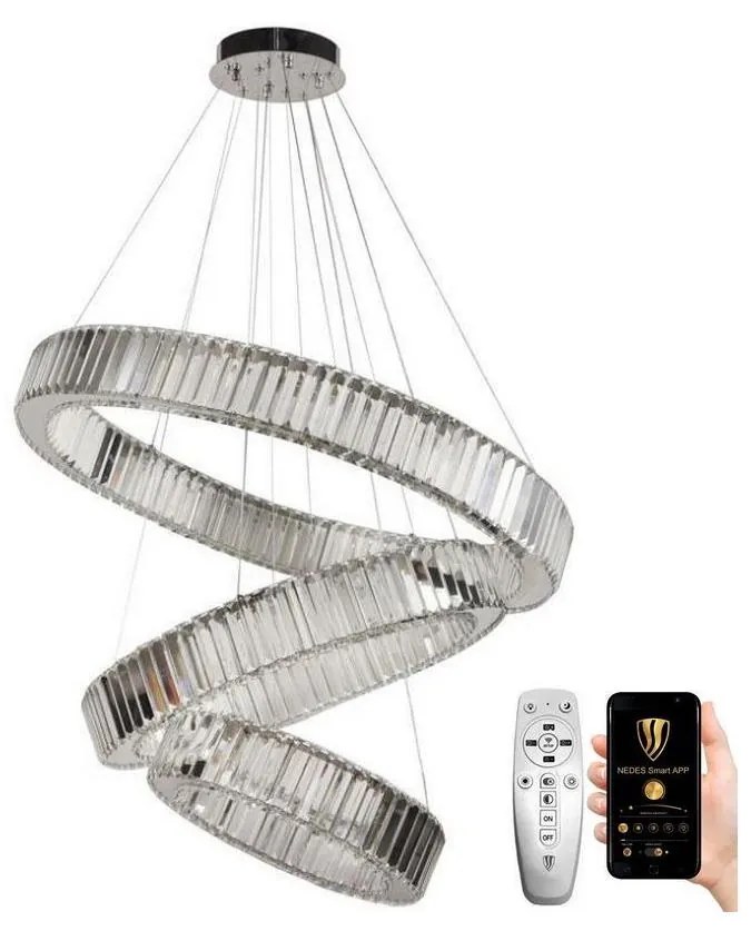 NEDES LED Stmievateľný luster na lanku LED/115W/230V 3000-6500K chróm + diaľkové ovládanie ND3549