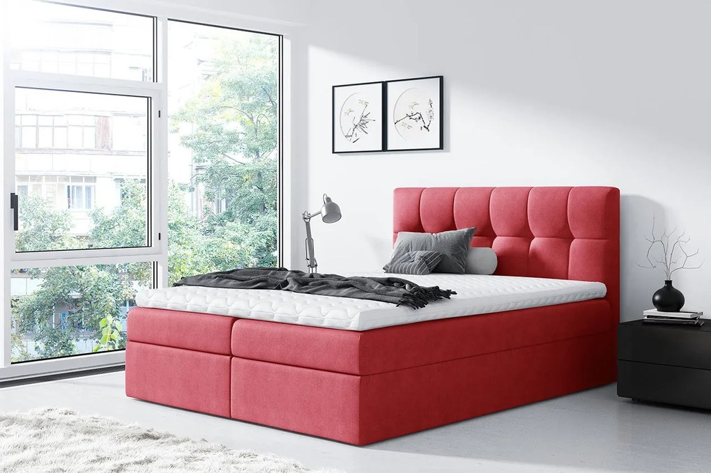 Moderná box spring posteľ Rapid 200x200, červená