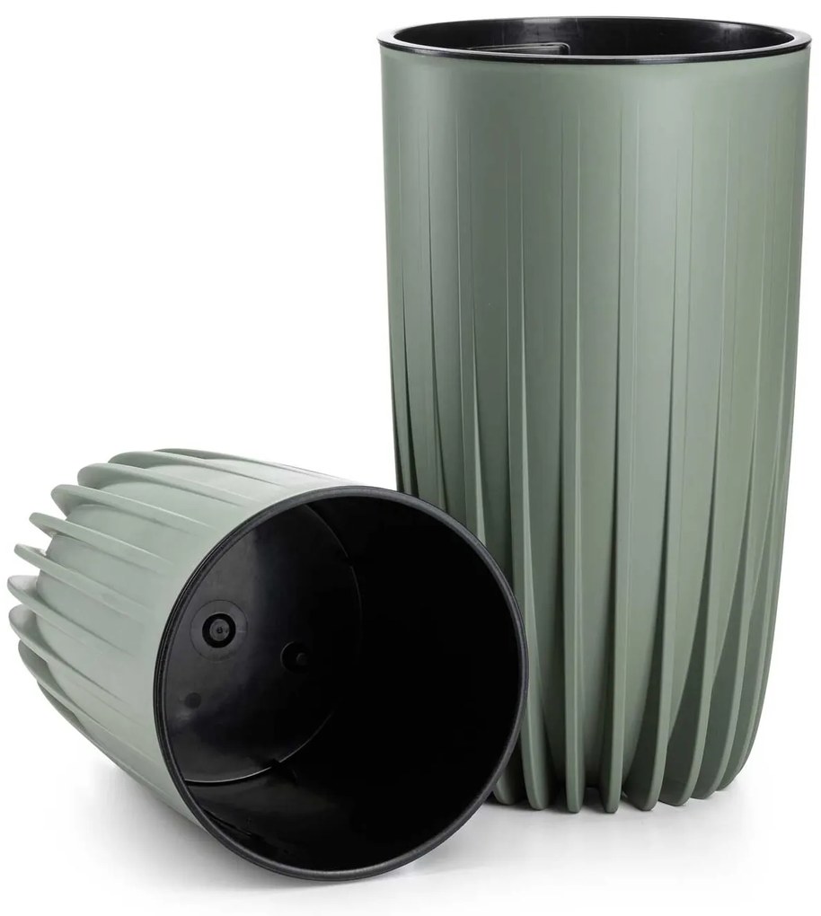 PLASTOVÝ KVETINÁČ STRIPPED 25X42 CM ZELENÁ