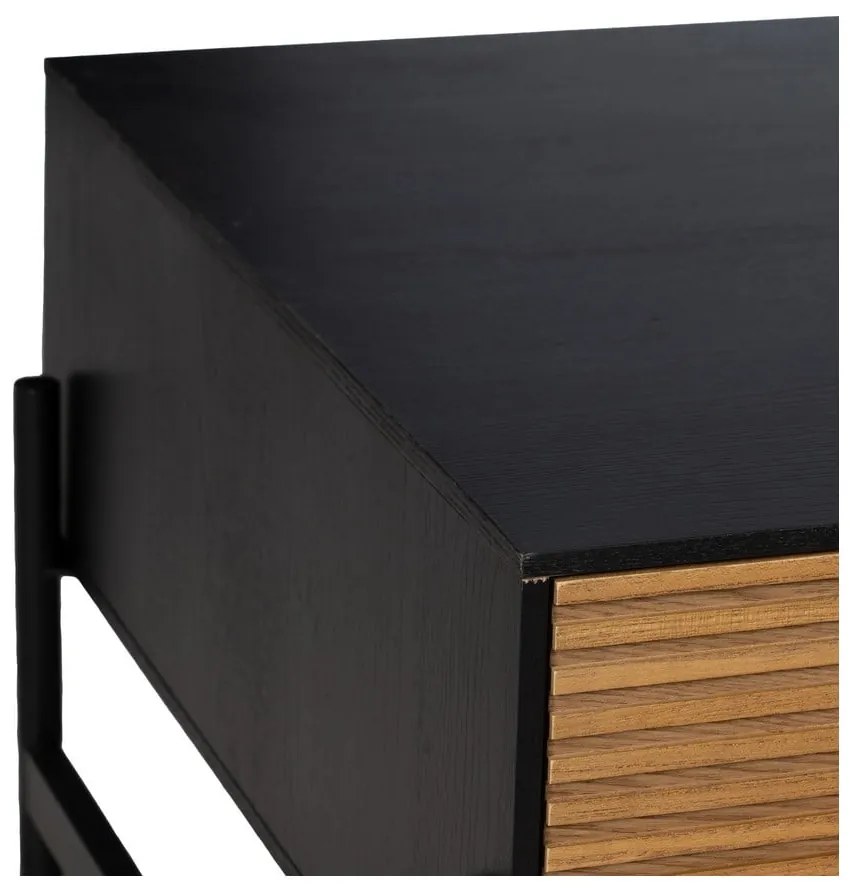 Konferenčný stolík v dekore jaseňa v čiernej a prírodnej farbe 60x124 cm Orleans – Ixia